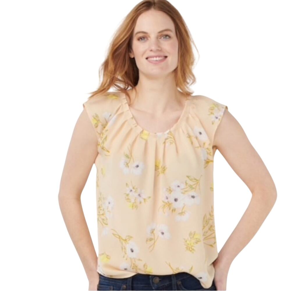 LC Lauren Conrad Peach Pleated Neck Blouse - Size XS